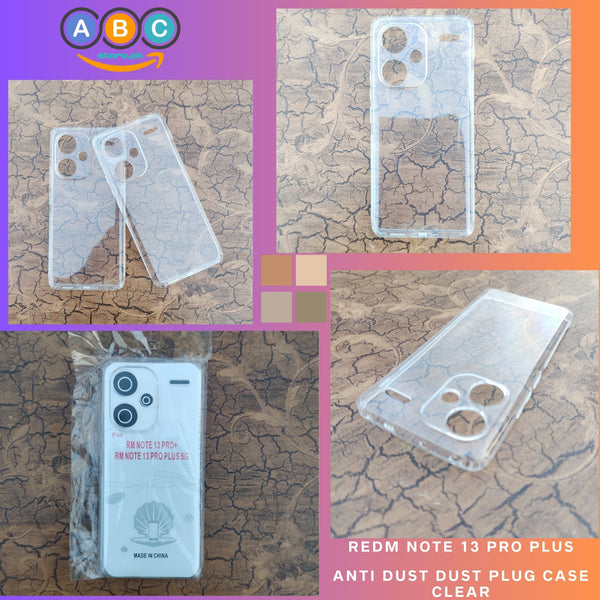 Xiaomi Redmi Note 13 Pro Plus  Case, Soft TPU Ultra-Clear with Dust Plugs (NO Corner Bumpers) Back Cover