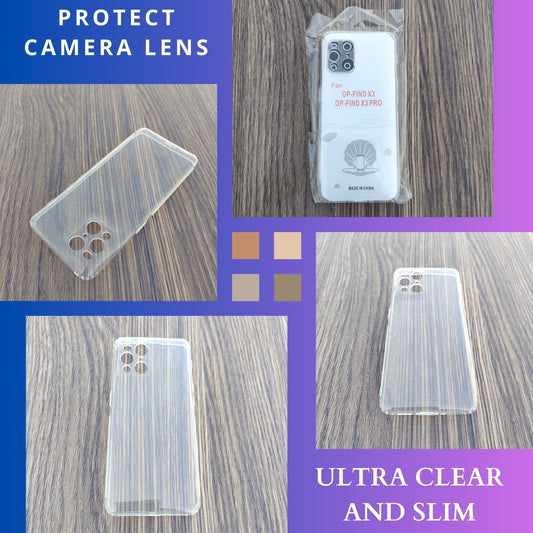 Oppo Find X3 / Find X3 Pro Case, Soft TPU Ultra-Clear with Dust Plugs (NO Corner Bumpers) Back Cover