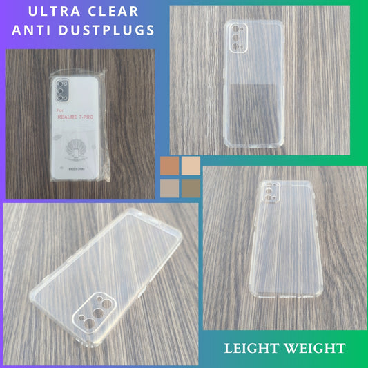 Realme 7 Pro Case, Soft TPU Ultra-Clear with Dust Plugs (NO Corner Bumpers) Back Cover