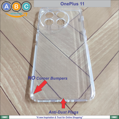 OnePlus 11 Case, Soft TPU Ultra-Clear with Dust Plugs (NO Corner Bumpers) Back Cover