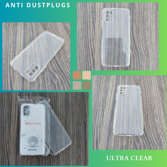 Xiaomi Poco M3 Case, Soft TPU with Dust Plugs (NO Corner Bumpers) Ultra Clear Back Cover