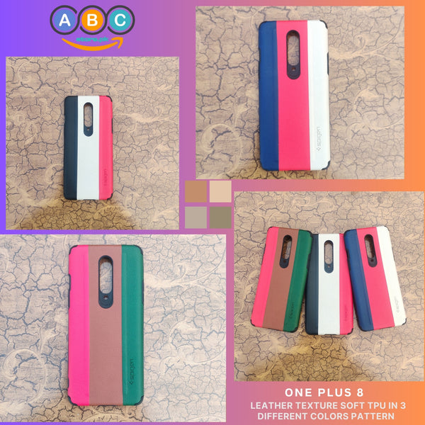 OnePlus 8 (4G), Leather Texture Soft TPU in Three Different Colors Pattern Shockproof Back Cover