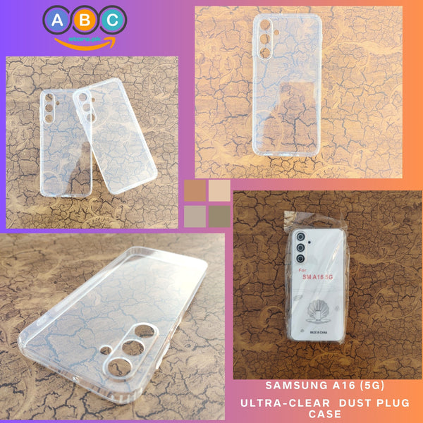 Samsung Galaxy A16 Case, Soft TPU Ultra-Clear with Dust Plugs (NO Corner Bumpers) Back Cover