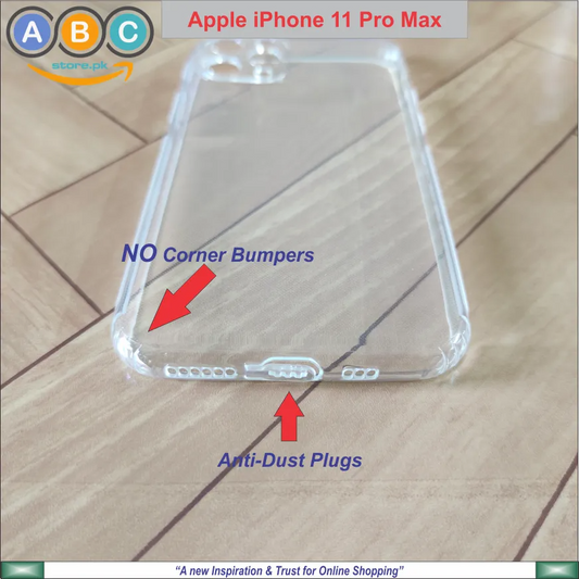 Apple iPhone 11 Pro Max Case, Soft TPU Ultra-Clear with Dust Plugs (NO Corner Bumpers) Back Cover