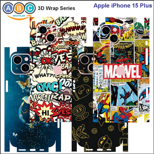 Apple iPhone 15 Plus, 3D Embossed Full Back Protection Phone Vinyl Wrap