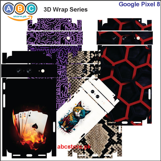 Google Pixel 8, 3D Embossed Full Back Protection Phone Vinyl Wrap