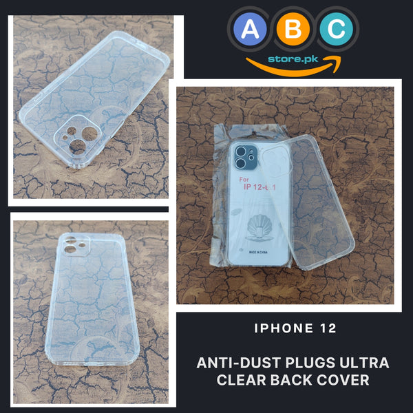 Apple iPhone 12 Case, Soft TPU Ultra-Clear with Dust Plugs (NO Corner Bumpers) Back Cover