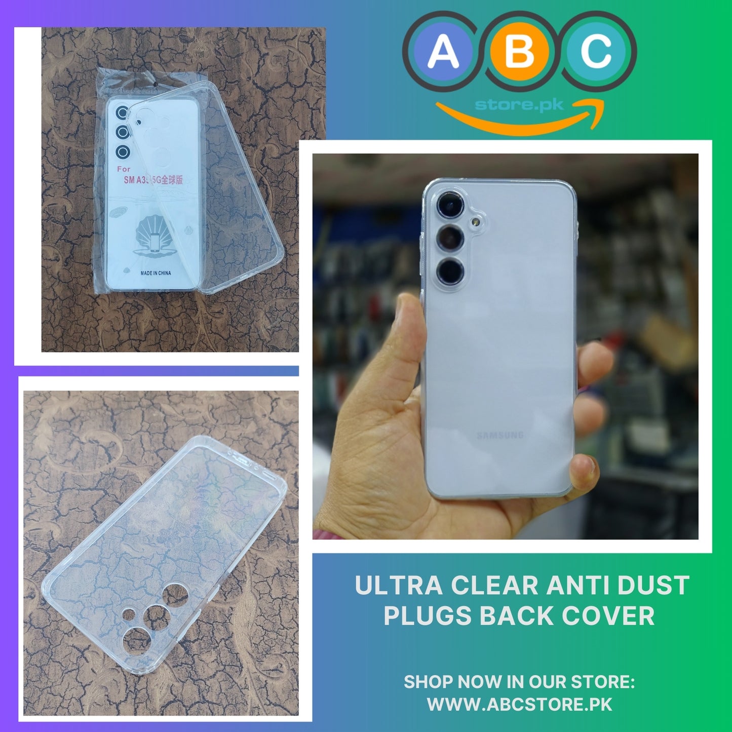 Samsung Galaxy A55 Case, Soft TPU Ultra-Clear with Dust Plugs (NO Corner Bumpers) Back Cover