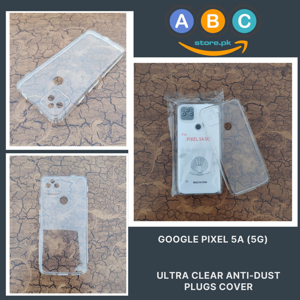 Google Pixel 5A (5G) Case, Soft TPU with Dust Plugs (NO Corner Bumpers) Ultra Clear Back Cover