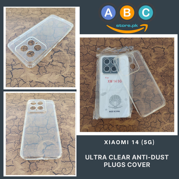 Xiaomi 14 (5G) Case, Soft TPU with Dust Plugs (NO Corner Bumpers) Ultra Clear Back Cover