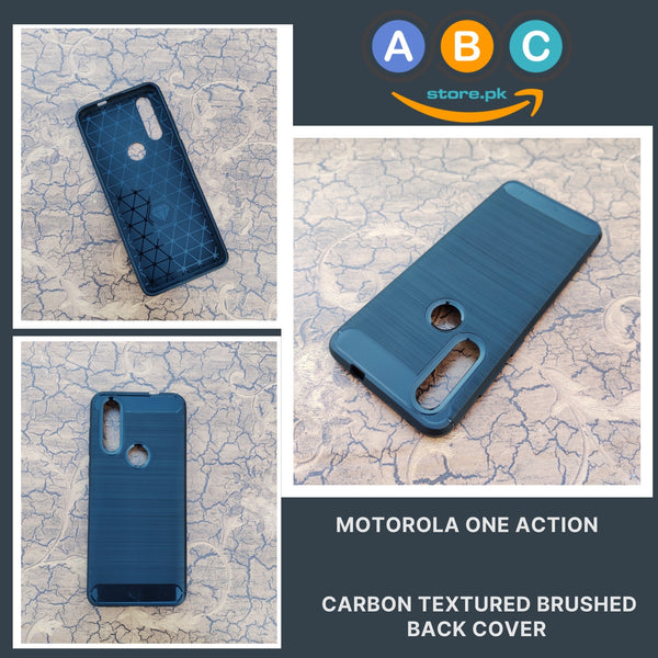 Motorola One Action Case, Brushed Texture TPU Shockproof Back Cover