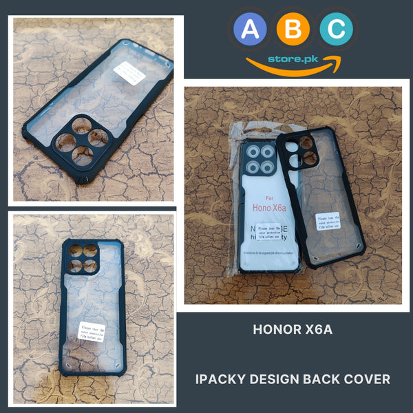 Honor X6a Case, IPaky Design Shockproof Hybrid Ultra Clear with Soft Black Rubber Sides Back Cover