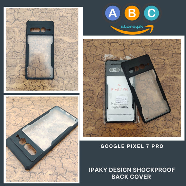 Google Pixel 7 Pro Case, IPaky Design Shockproof Hybrid Ultra Clear with Soft Black Rubber Sides Back Cover