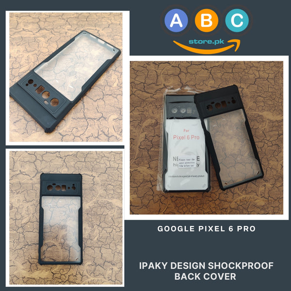 Google Pixel 6 Pro Case, IPaky Design Shockproof Hybrid Ultra Clear with Soft Black Rubber Sides Back Cover