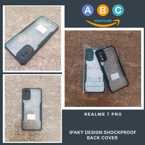 Realme 7 Pro Case, IPaky Design Shockproof Hybrid Ultra Clear with Soft Black Rubber Sides Back Cover