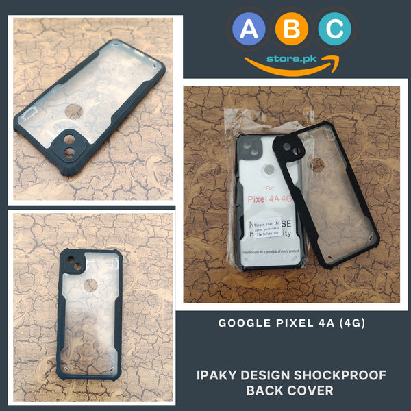 Google Pixel 4a (4G) Case, IPaky Design Shockproof Hybrid Ultra Clear with Soft Black Rubber Sides Back Cover