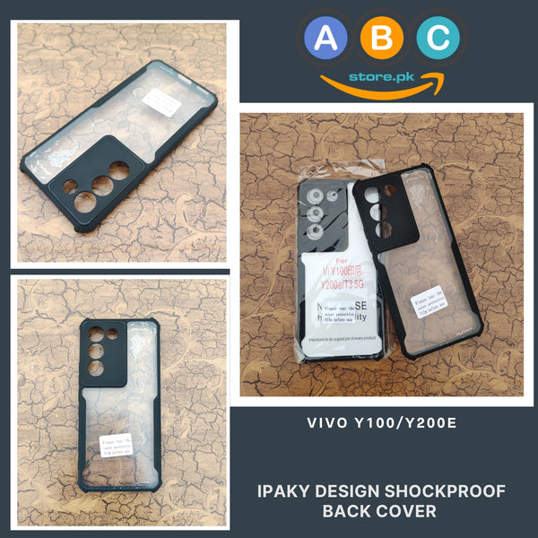 Vivo Y100/Y200e Case, IPaky Design Shockproof Hybrid Ultra Clear with Soft Black Rubber Sides Back Cover