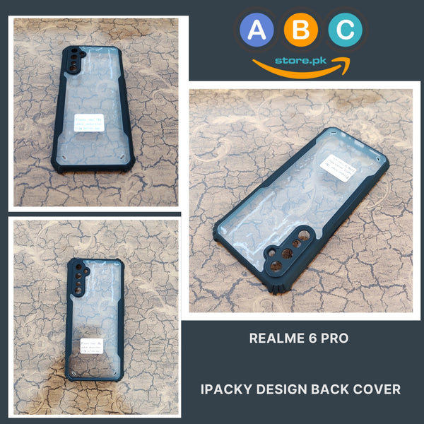 Realme 6 Pro Case, IPaky Design Shockproof Hybrid Ultra Clear with Soft Black Rubber Sides Back Cover