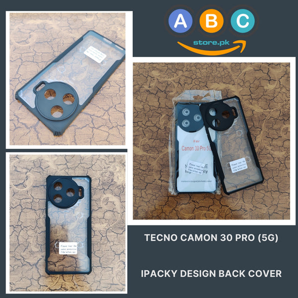 Tecno Camon 30 Pro (5G) Case, IPaky Design Shockproof Hybrid Ultra Clear with Soft Black Rubber Sides Back Cover