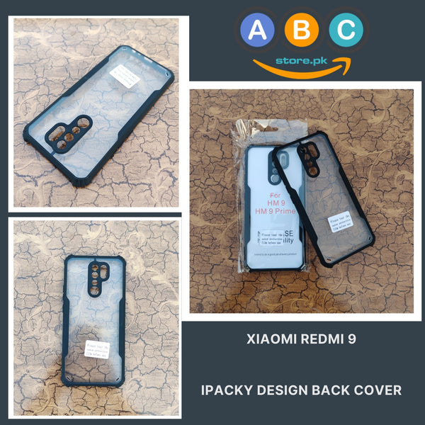 Xiaomi Redmi 9 Case, IPaky Design Shockproof Hybrid Ultra Clear with Soft Black Rubber Sides Back Cover