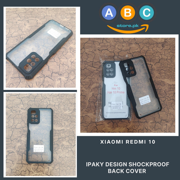 Xiaomi Redmi 10 Case, IPaky Design Shockproof Hybrid Ultra Clear with Soft Black Rubber Sides Back Cover