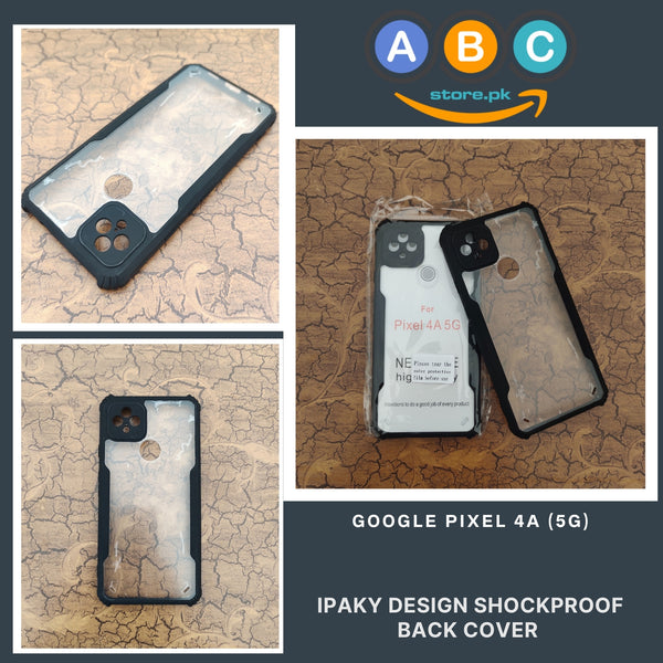 Google Pixel 4a (5G) Case, IPaky Design Shockproof Hybrid Ultra Clear with Soft Black Rubber Sides Back Cover