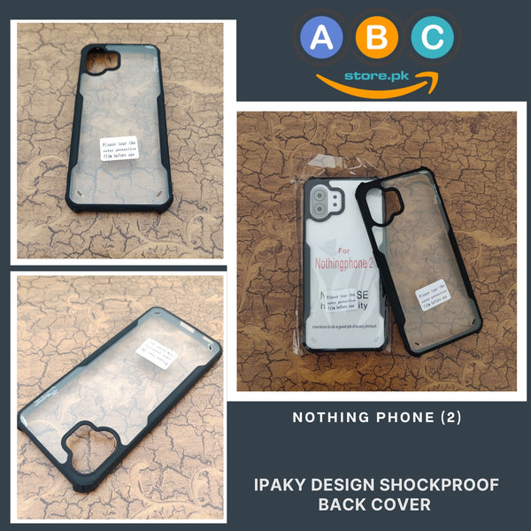 Nothing Phone (2) Case, IPaky Design Shockproof Hybrid Ultra Clear with Soft Black Rubber Sides Back Cover