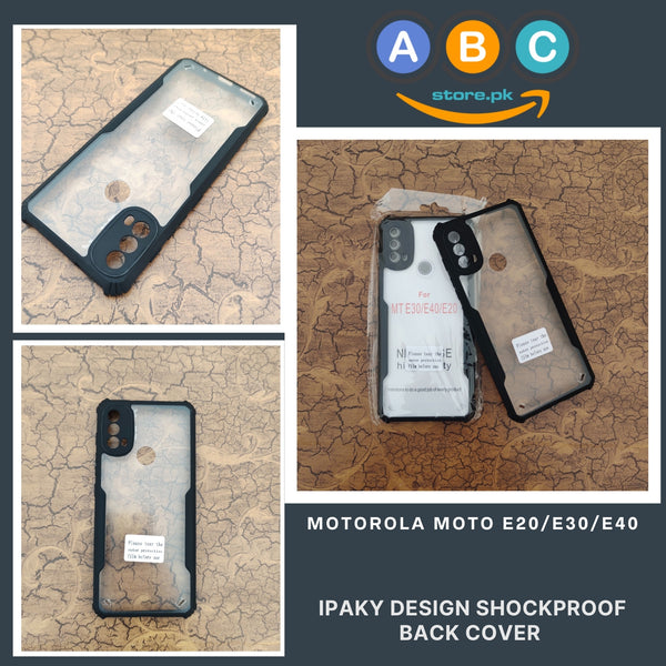 Motorola Moto E20/E30/E40 Case, IPaky Design Shockproof Hybrid Ultra Clear with Soft Black Rubber Sides Back Cover