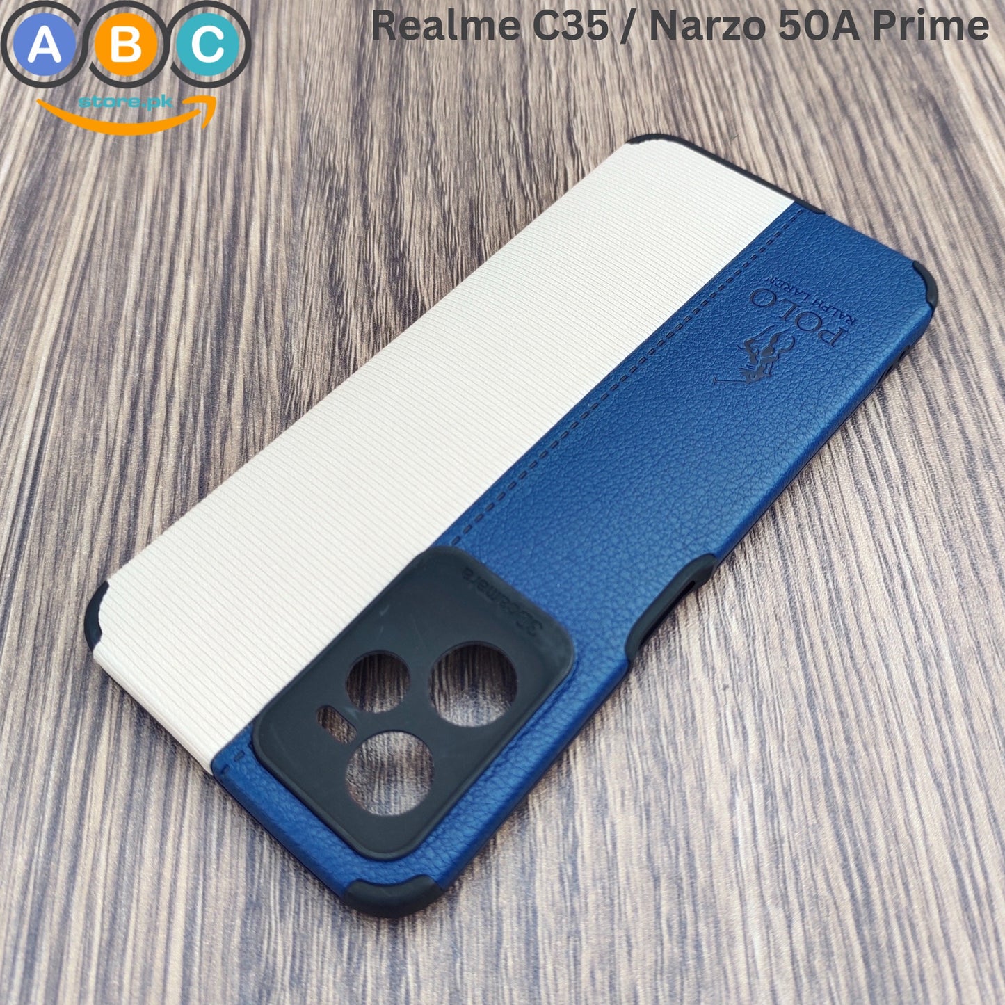 Realme C35 / Narzo 50A Prime Case, Polo Dual Pattern Leather Finish Back Cover