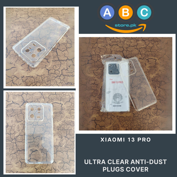 Xiaomi 13 Pro Case, Soft TPU with Dust Plugs (NO Corner Bumpers) Ultra Clear Back Cover