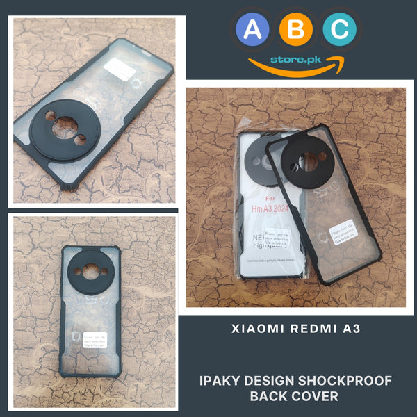 Xiaomi Redmi A3 /A3x Case, IPaky Design Shockproof Hybrid Ultra Clear with Soft Black Rubber Sides Back Cover