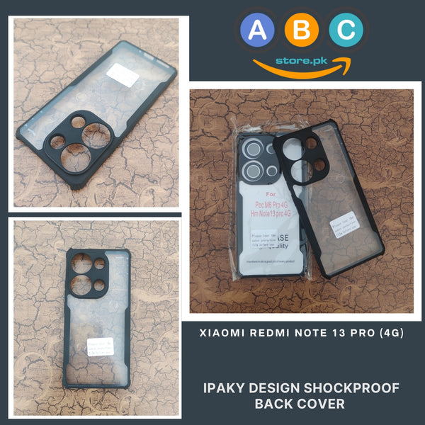 Xiaomi Redmi Note 13 Pro (4G) Case, IPaky Design Shockproof Hybrid Ultra Clear with Soft Black Rubber Sides Back Cover