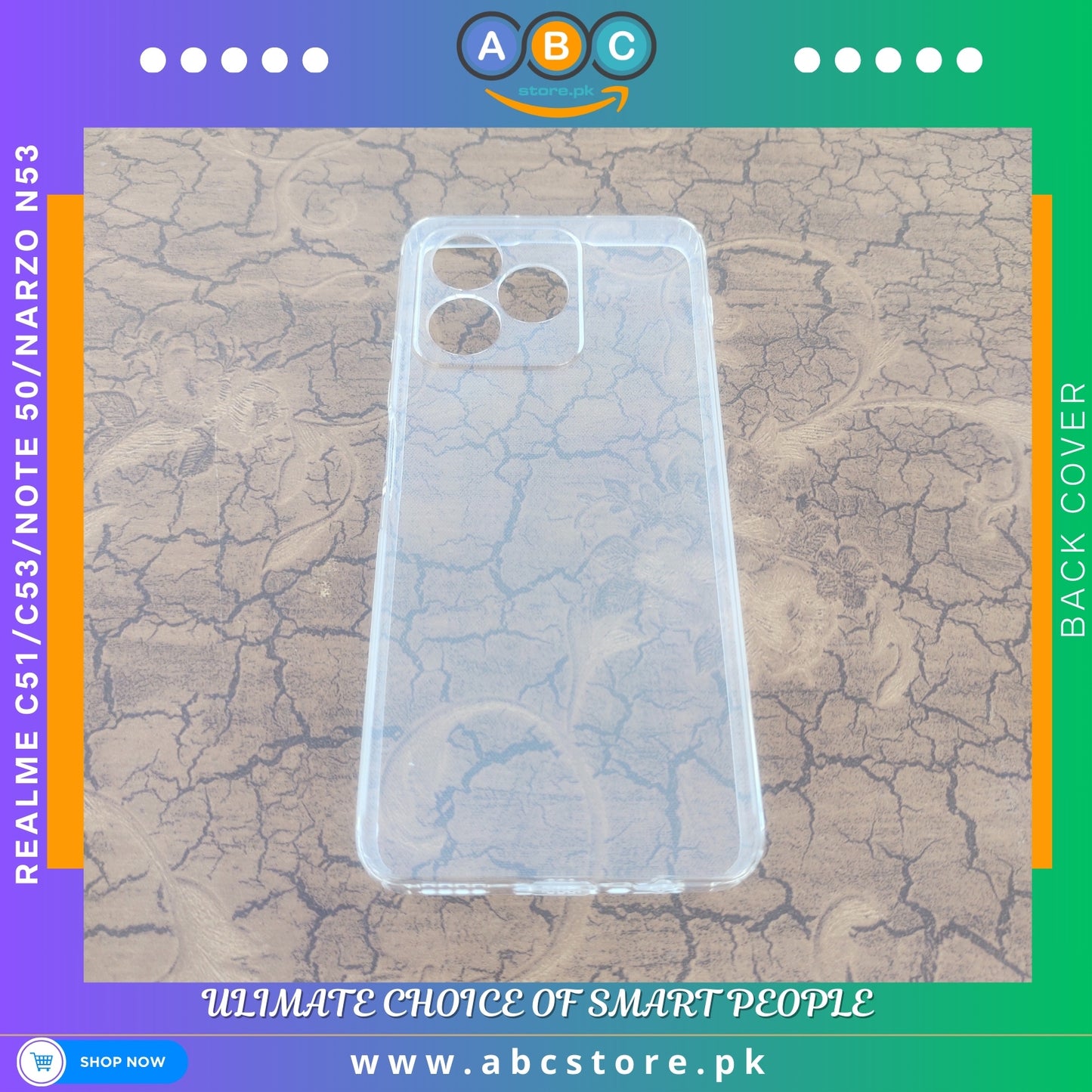 Realme C51/C53/Note 50/Narzo N53 Case, Soft TPU Ultra-Clear with Dust Plugs (NO Corner Bumpers) Back Cover