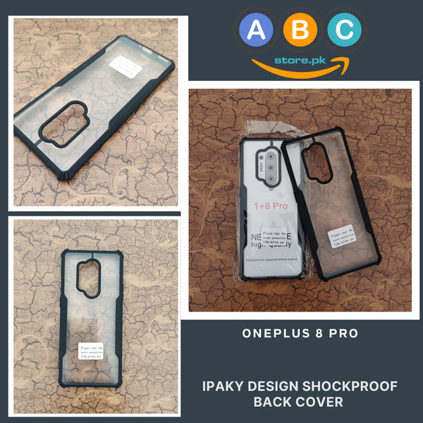 OnePlus 8 Pro Case, IPaky Design Shockproof Hybrid Ultra Clear with Soft Black Rubber Sides Back Cover