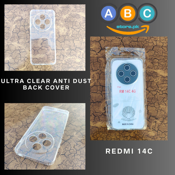 Redmi 14C Case, Soft TPU with Dust Plugs (NO Corner Bumpers) Ultra Clear Back Cover