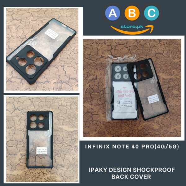 Infinix Note 40 Pro (4G/5G) Case, IPaky Design Shockproof Hybrid Ultra Clear with Soft Black Rubber Sides Back Cover