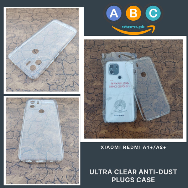 Xiaomi Redmi A1+ (Plus) / A2+ (Plus) Case, Soft TPU with Dust Plugs (NO Corner Bumpers) Ultra Clear Back Cover