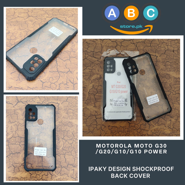 Motorola Moto G30/G20/G10/G10 Power Case, IPaky Design Shockproof Hybrid Ultra Clear with Soft Black Rubber Sides Back Cover