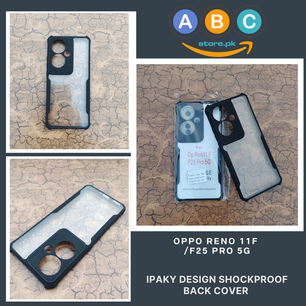 Oppo Reno 11F Case, IPaky Design Shockproof Hybrid Ultra Clear with Soft Black Rubber Sides Back Cover