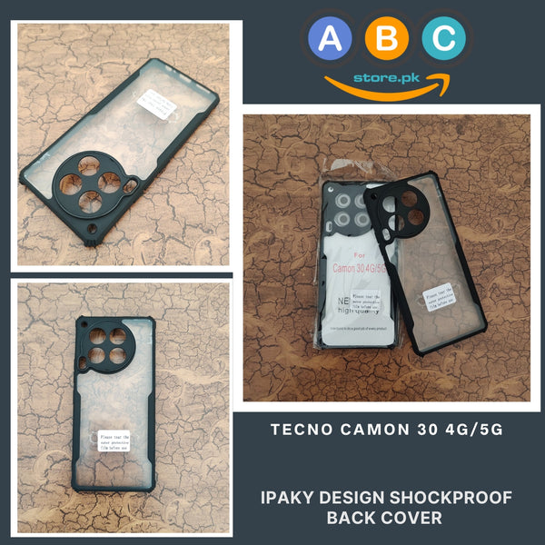 Tecno Camon 30 (4G/5G) Case, IPaky Design Shockproof Hybrid Ultra Clear with Soft Black Rubber Sides Back Cover