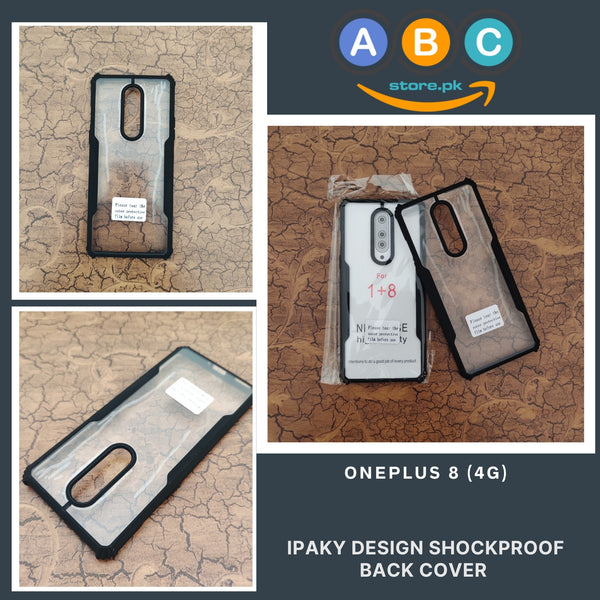 OnePlus 8 (4G) Case, IPaky Design Shockproof Hybrid Ultra Clear with Soft Black Rubber Sides Back Cover