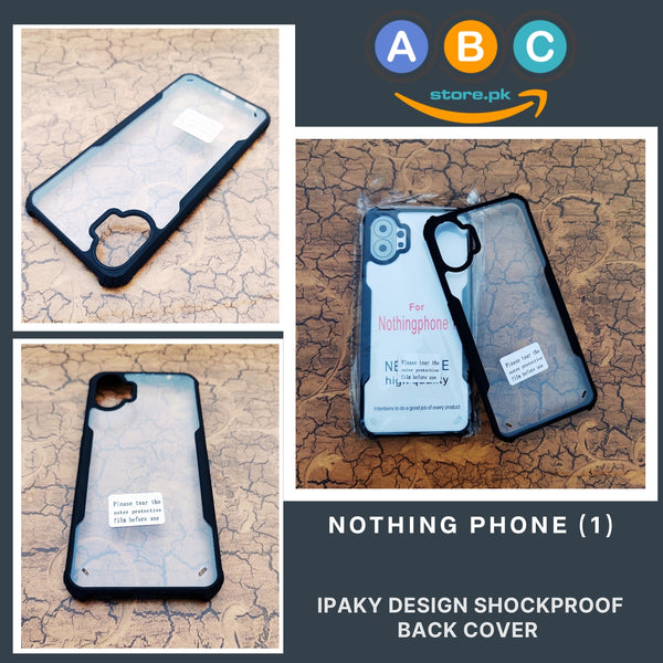 Nothing Phone (1) Case, IPaky Design Shockproof Hybrid Ultra Clear with Soft Black Rubber Sides Back Cover