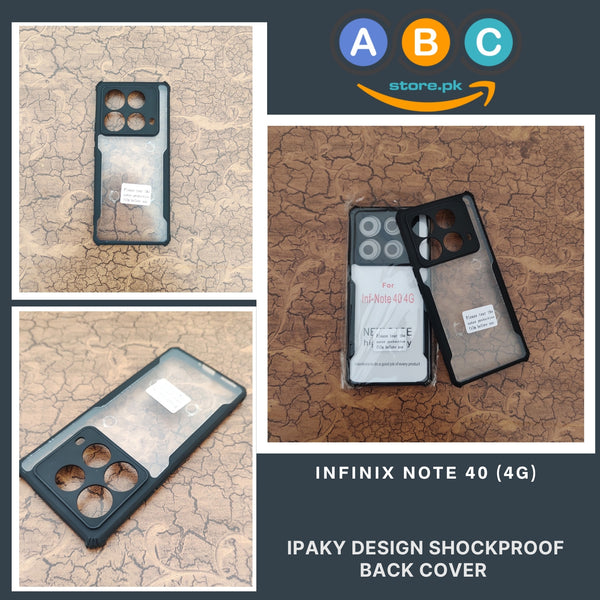 Infinix Note 40 (4G) Case, IPaky Design Shockproof Hybrid Ultra Clear with Soft Black Rubber Sides Back Cover