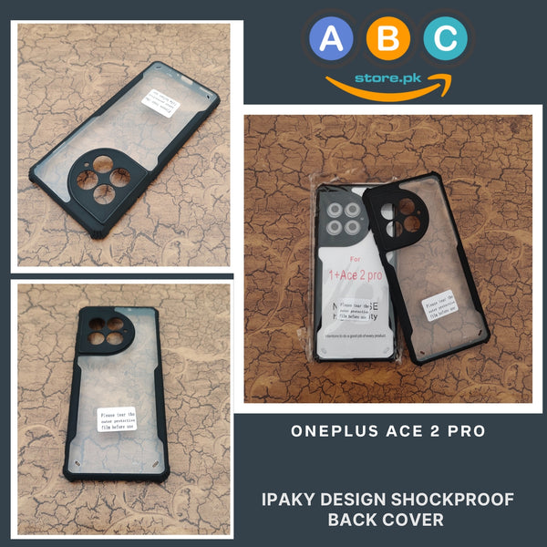 OnePlus ACE 2 Pro Case, IPaky Design Shockproof Hybrid Ultra Clear with Soft Black Rubber Sides Back Cover