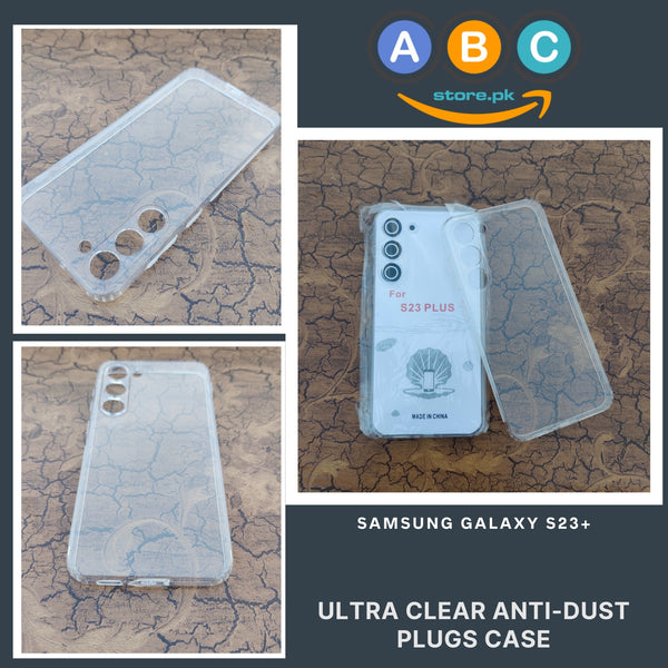 Samsung Galaxy S23+ (Plus) Case, Soft TPU Ultra-Clear with Dust Plugs (NO Corner Bumpers) Back Cover