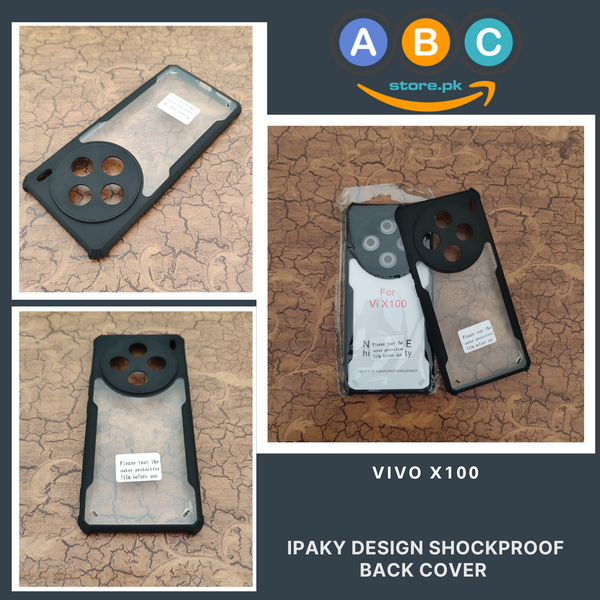 Vivo X100 Case, IPaky Design Shockproof Hybrid Ultra Clear with Soft Black Rubber Sides Back Cover