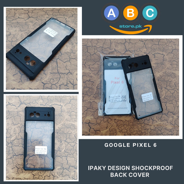 Google Pixel 6 Case, IPaky Design Shockproof Hybrid Ultra Clear with Soft Black Rubber Sides Back Cover