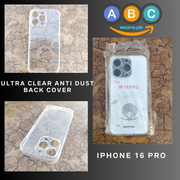 iPhone 16 Pro Case, Soft TPU with Dust Plugs (NO Corner Bumpers) Ultra Clear Back Cover