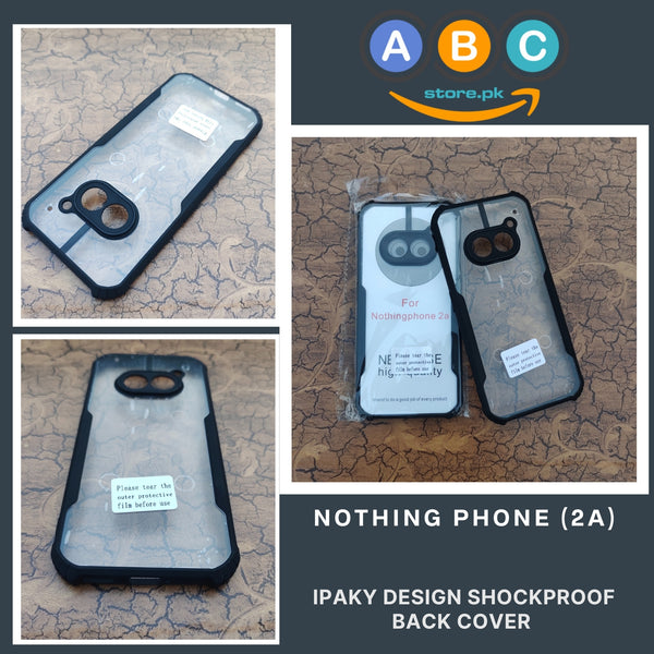 Nothing Phone (2a) Case, IPaky Design Shockproof Hybrid Ultra Clear with Soft Black Rubber Sides Back Cover