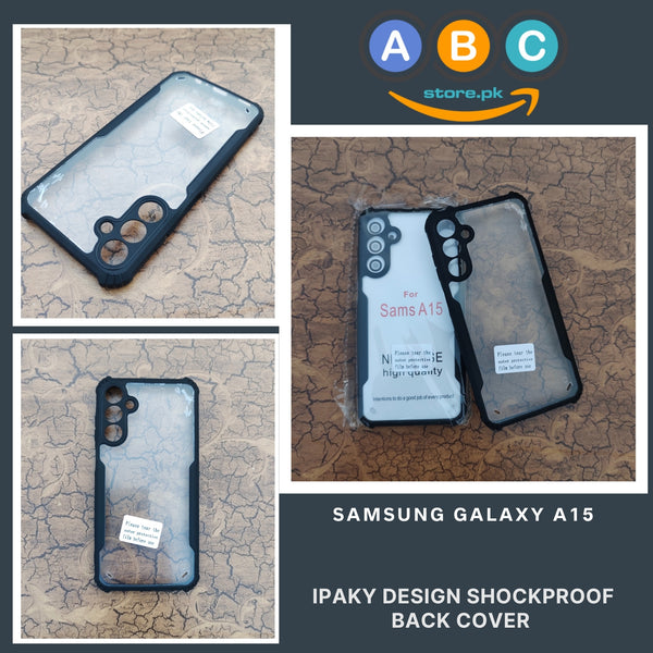 Samsung Galaxy A15 Case, IPaky Design Shockproof Hybrid Ultra Clear with Soft Black Rubber Sides Back Cover